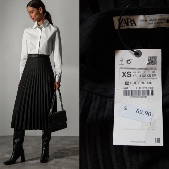 Zara Dresses & Skirts - Zara NWT Pleated Accordian Midi Buttoned Skirt XS